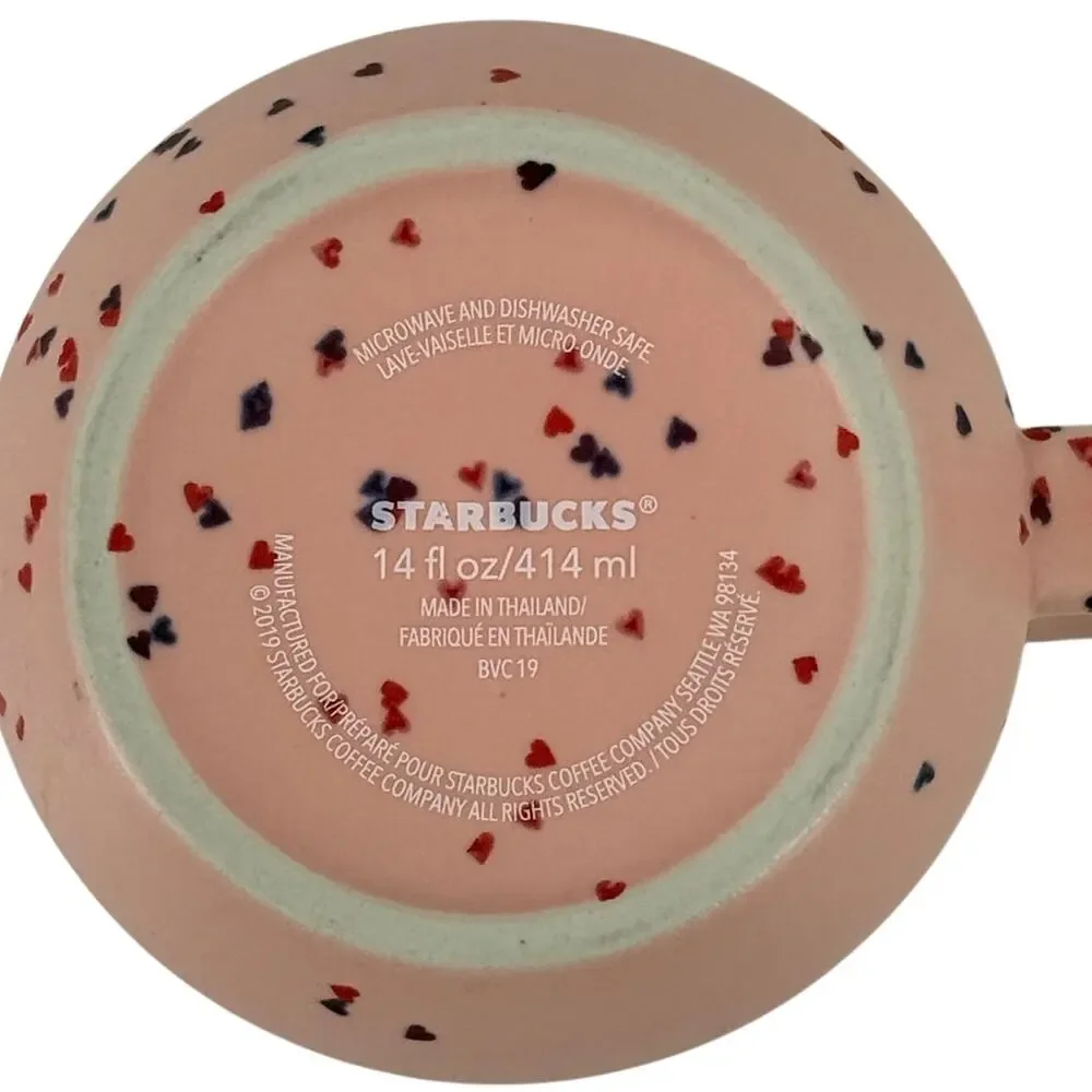 Starbucks Valentines Day 2019 Pink Hearts Cofetti Coffee Mug Cup 14oz